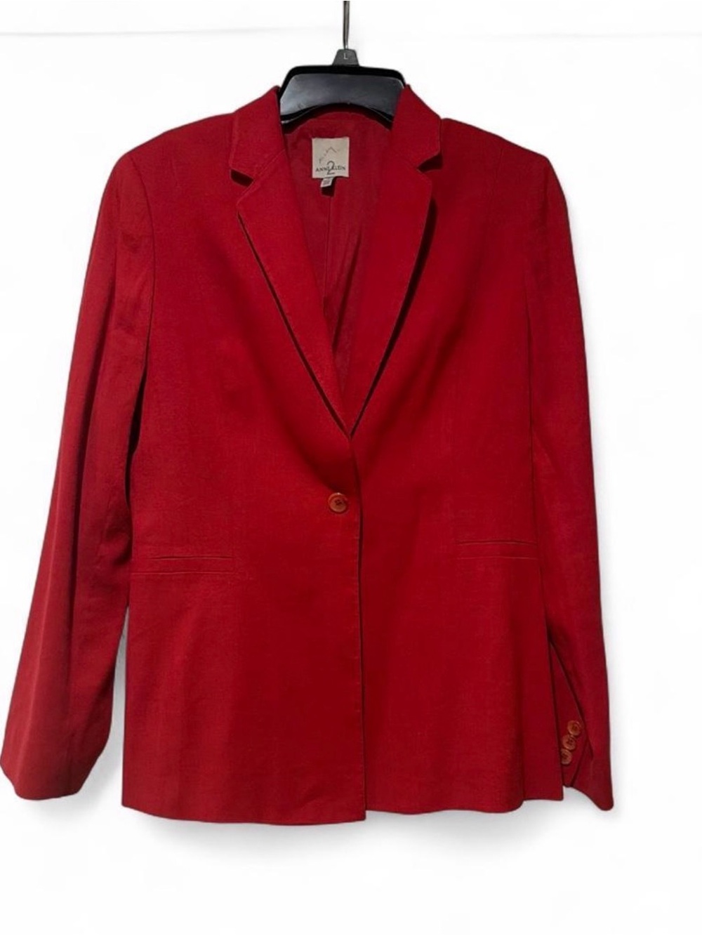 Vintage 2000s Anne Klein Red Single-Button Notch Lapel Blazer